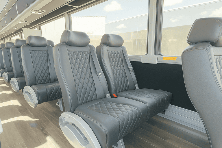 interior of Asheville Coach Bus Service charter bus