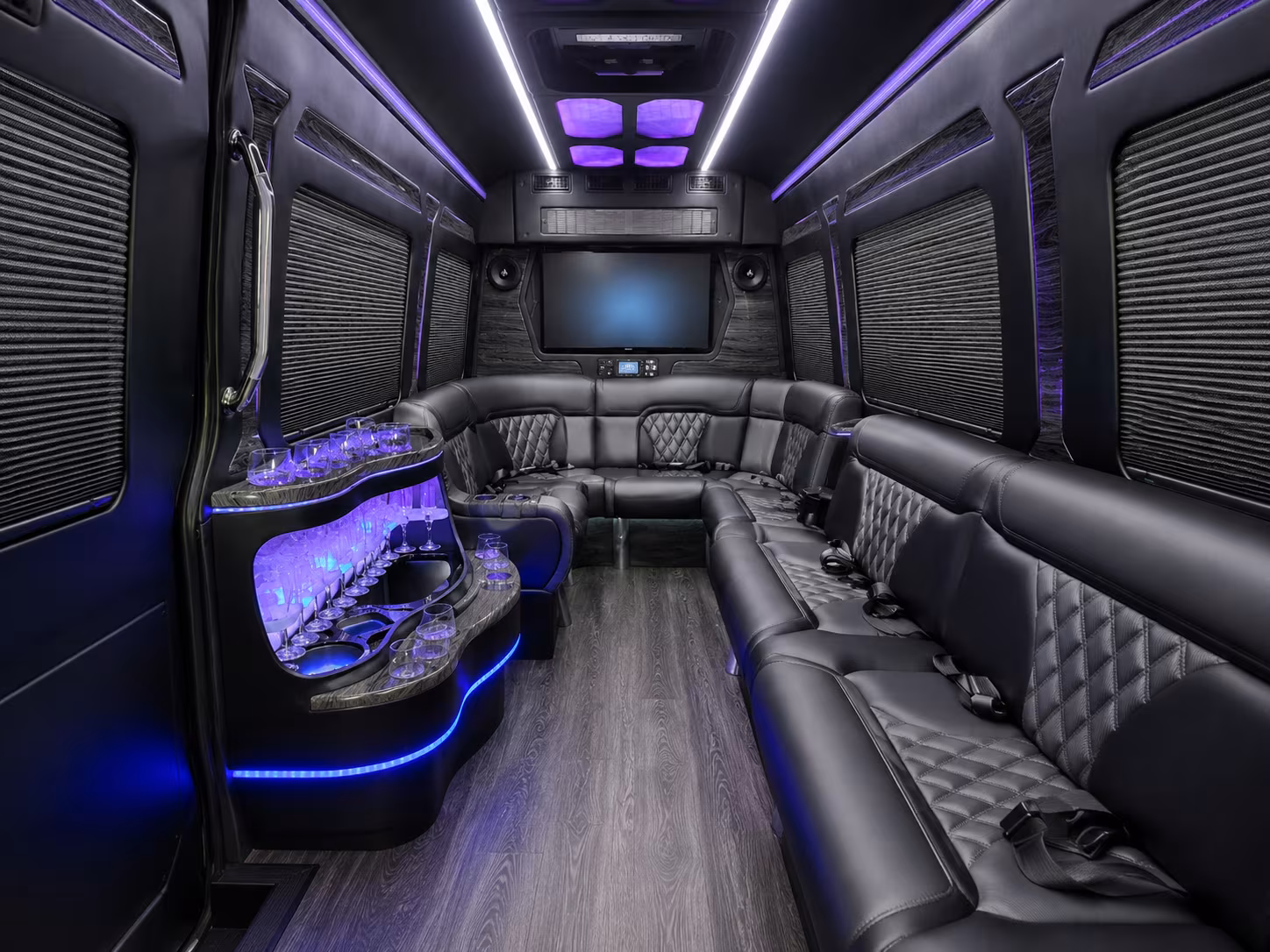 asheville 50 passenger party bus inside