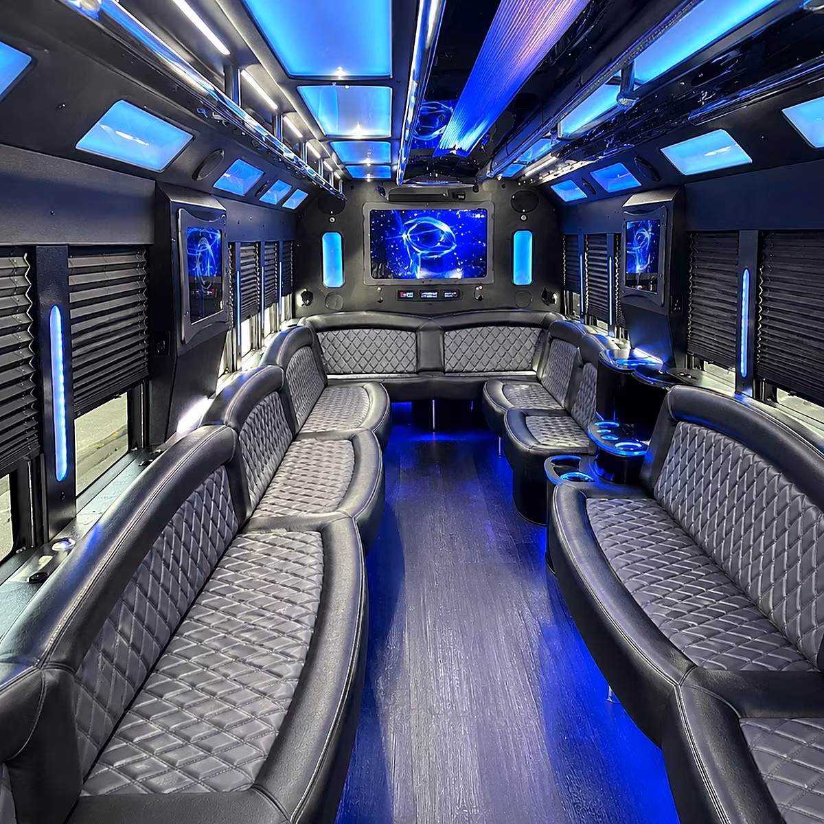 asheville 50 passenger party bus interior